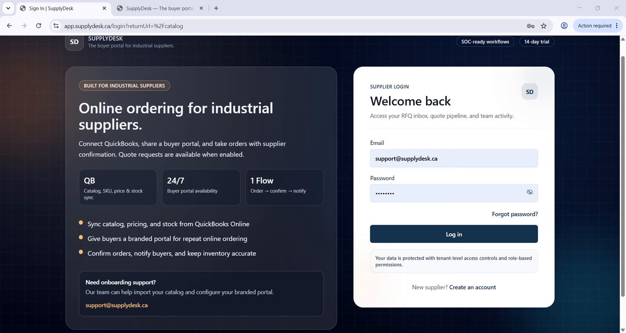 Preview of the recorded SupplyDesk application walkthrough